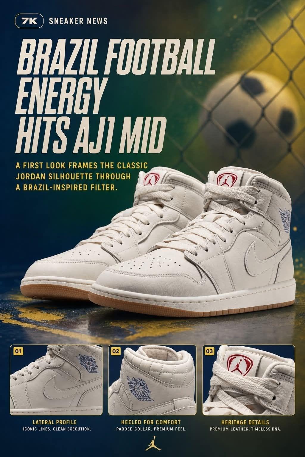 Jordan品牌×巴西足协合作款|这双AJ1 Mid到底值不值?